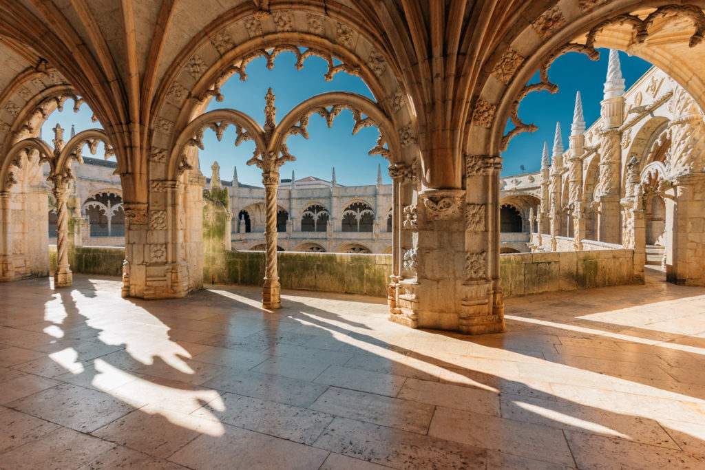 The Manueline cloister of the Jerónimos Monastery, Belém