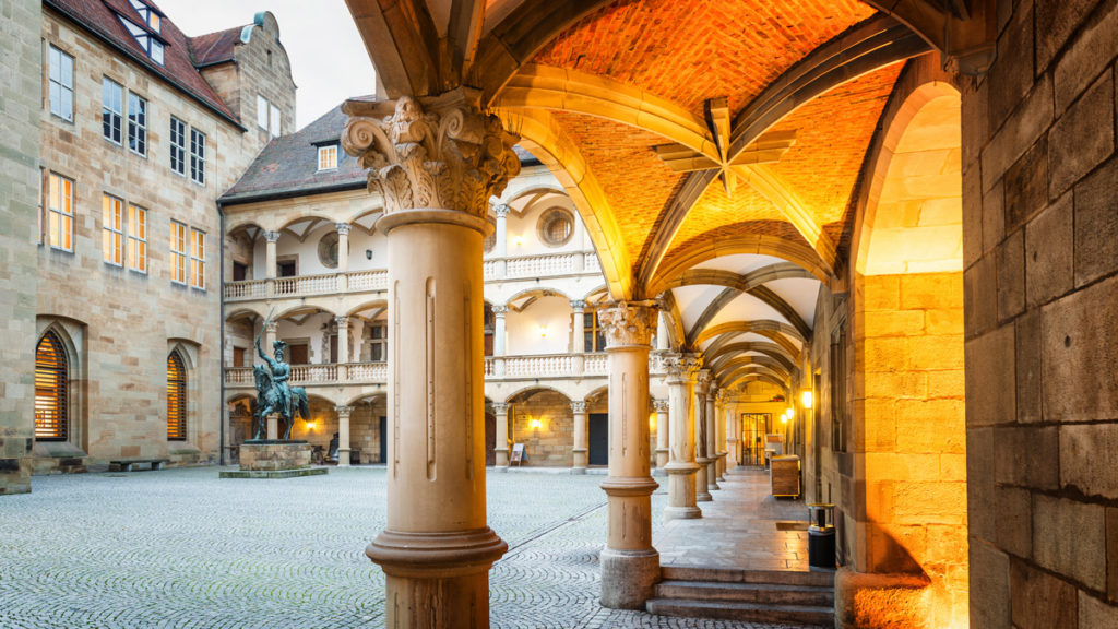 The arcaded Renaissance courtyard of the Altes Schloss, Stuttgart
