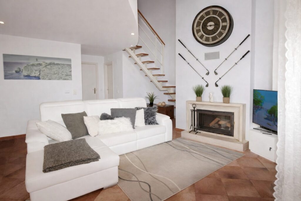 Living room with fireplace